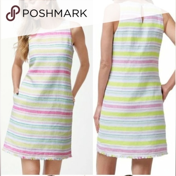 Tommy Bahama, Tulane Linen Striped Shift Dress,Oozes Class & Style, Size Small - Picture 1 of 10